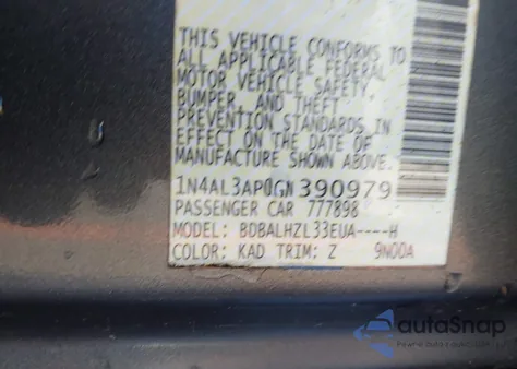 2016 Nissan Altima 2.5 Sr z USA, uszkodzony, nr VIN 1N4AL3AP0GN390979